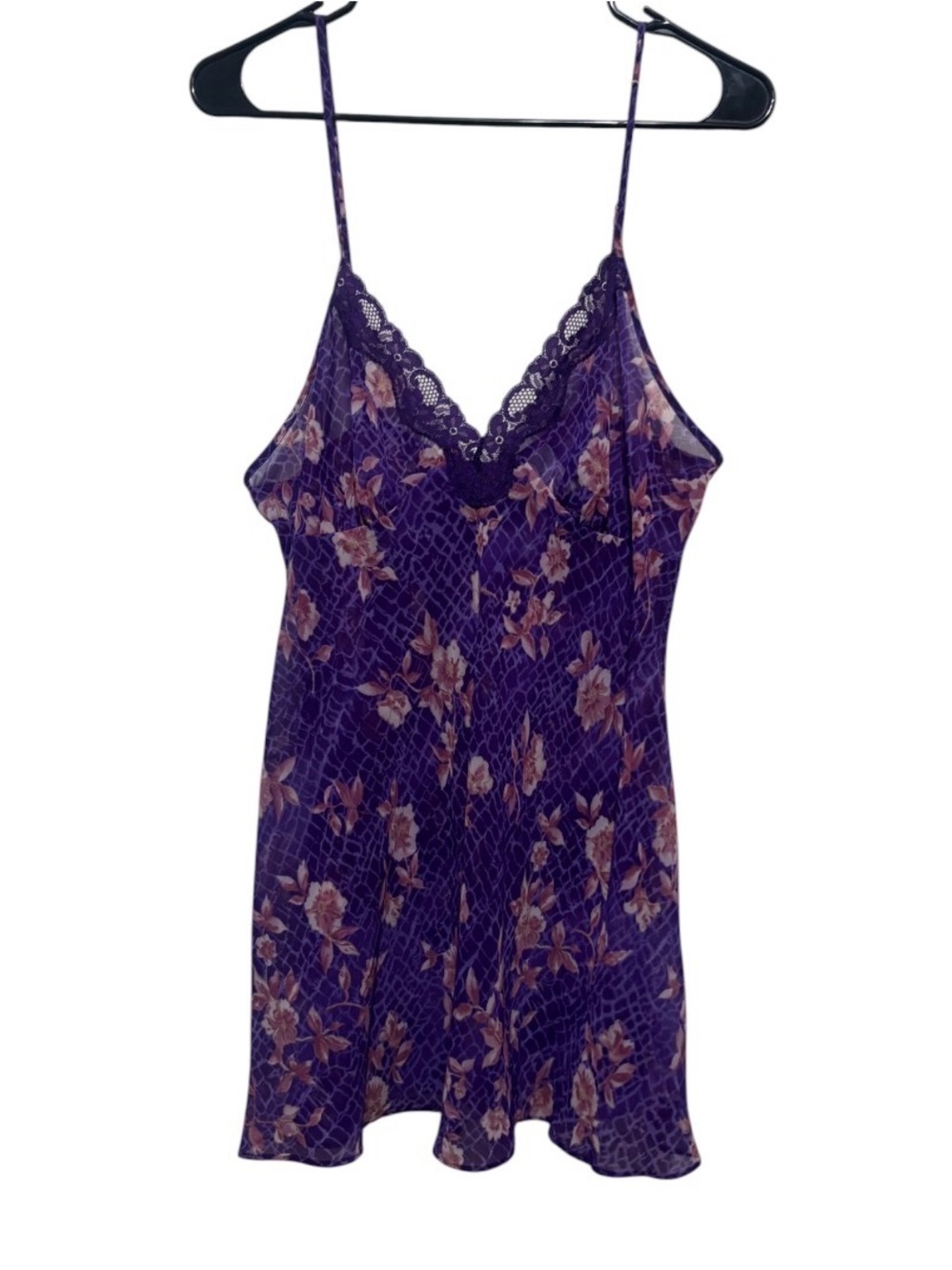 Secret Treasures Purple Floral Lace-Trim Slip Dress